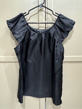 Vintage Y2K Express Design Studio Black Satin Flutter Sleeve Blouse - Size L